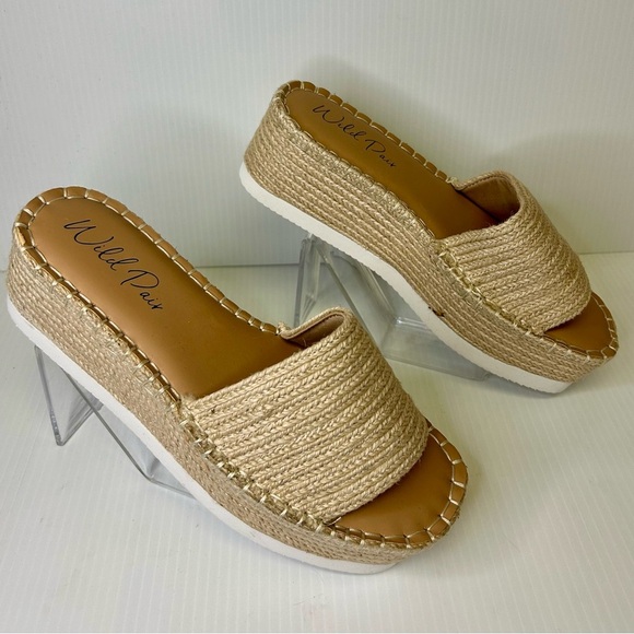 🤩”Wild Pair” Shermer Slide Espadrille Platform Sandals Beige w/White Soles” - Picture 5 of 16